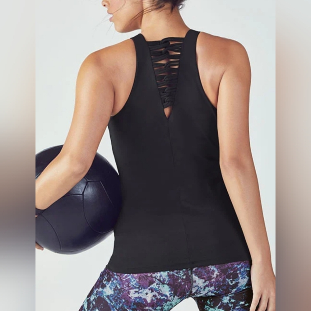 NWT Fabletics Delilah Performance Tank Black Women's Top Size M